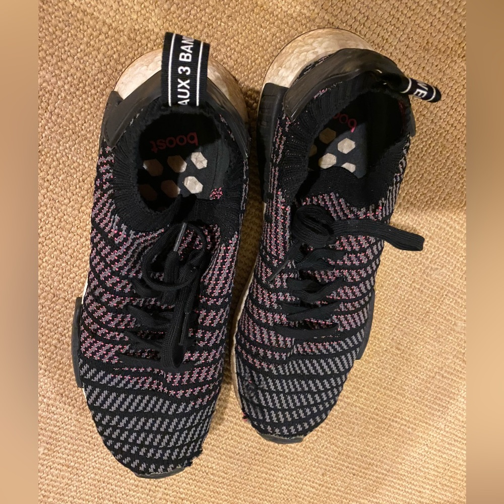 adidas NMD R1 STLT sneaker training Shoes Black Grey Solar Pink men's 10.5